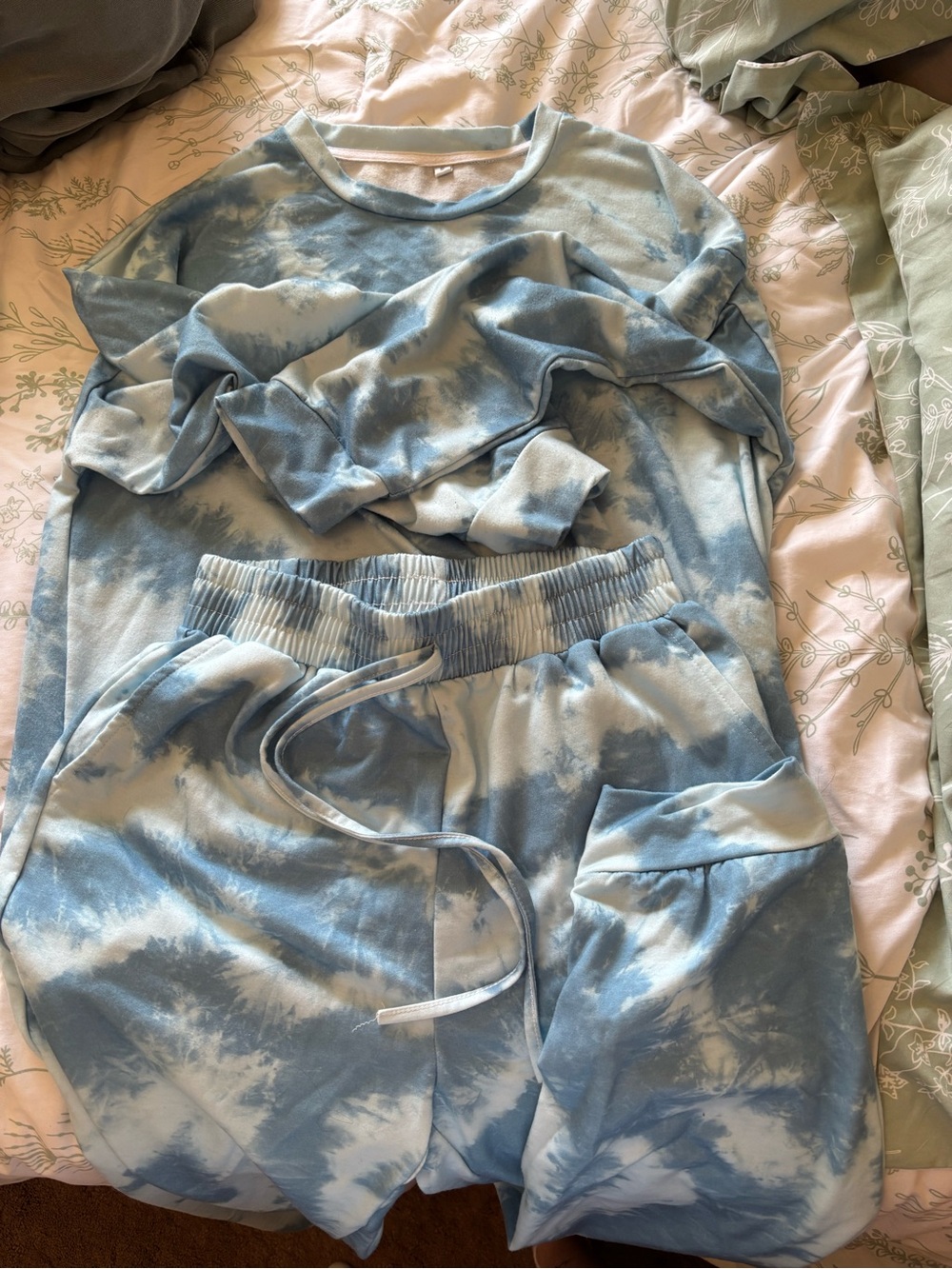 Tie-Dye Blue Two-Piece Pajama Set